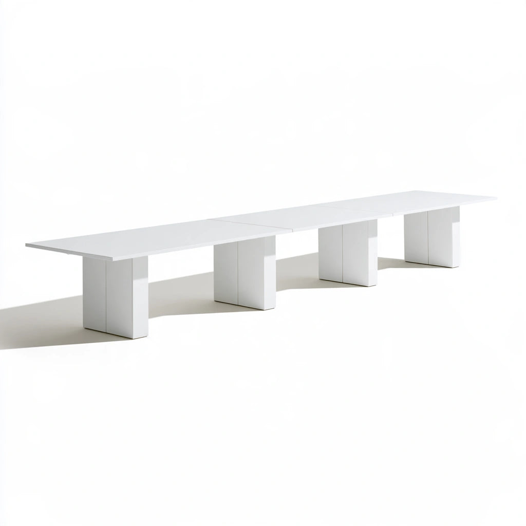 Table de conférence modulable aux lignes épurées, coloris blanc
