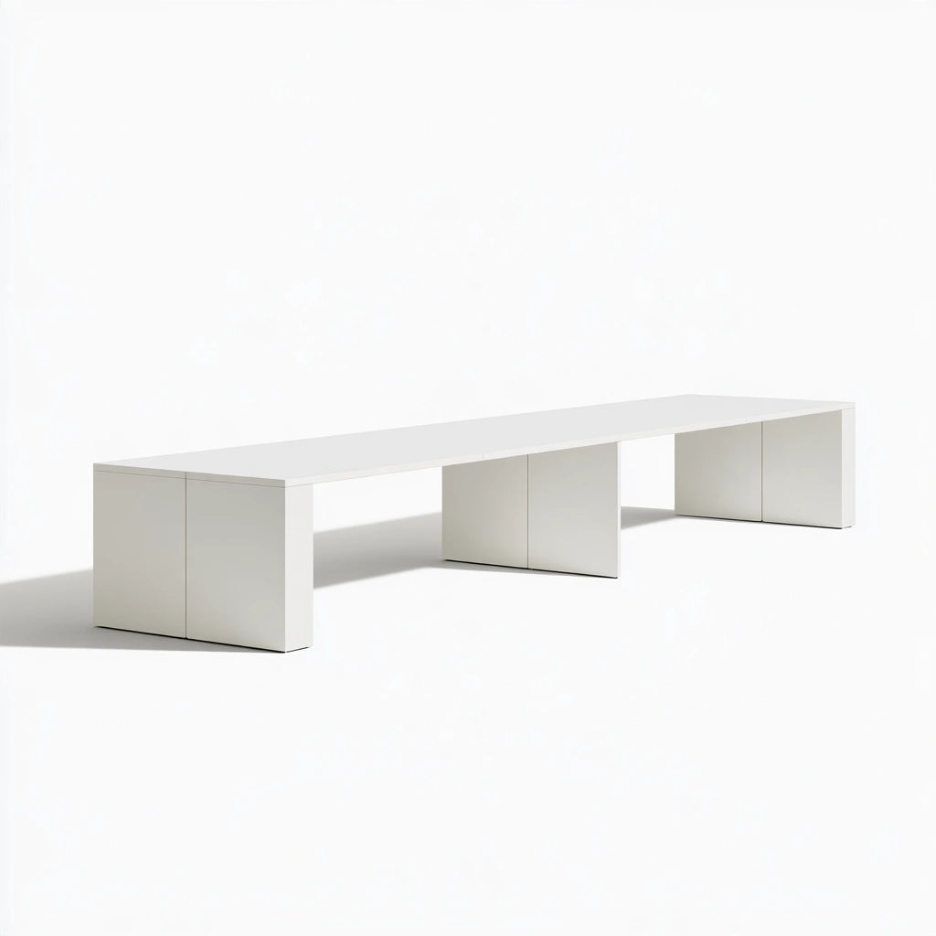 Table de conférence modulable aux lignes épurées, coloris blanc