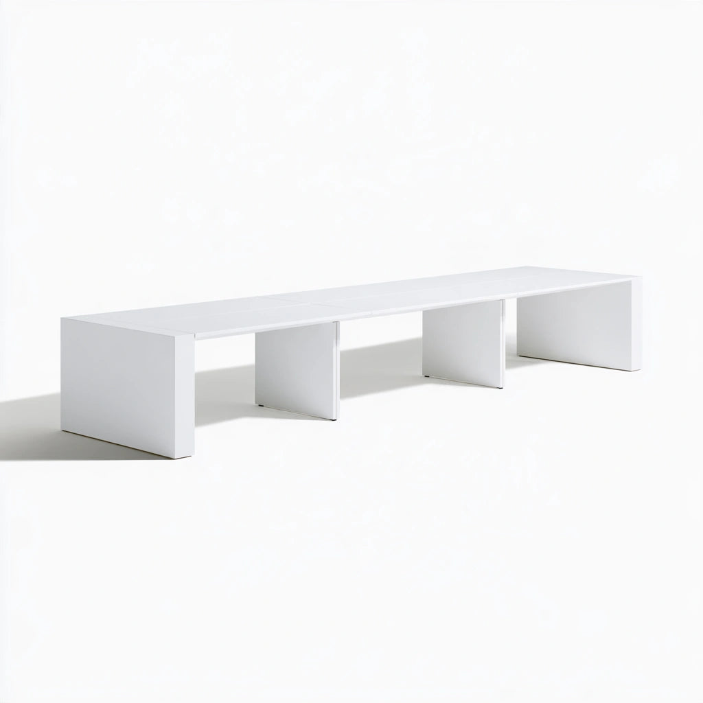 Table de conférence modulable aux lignes épurées, coloris blanc