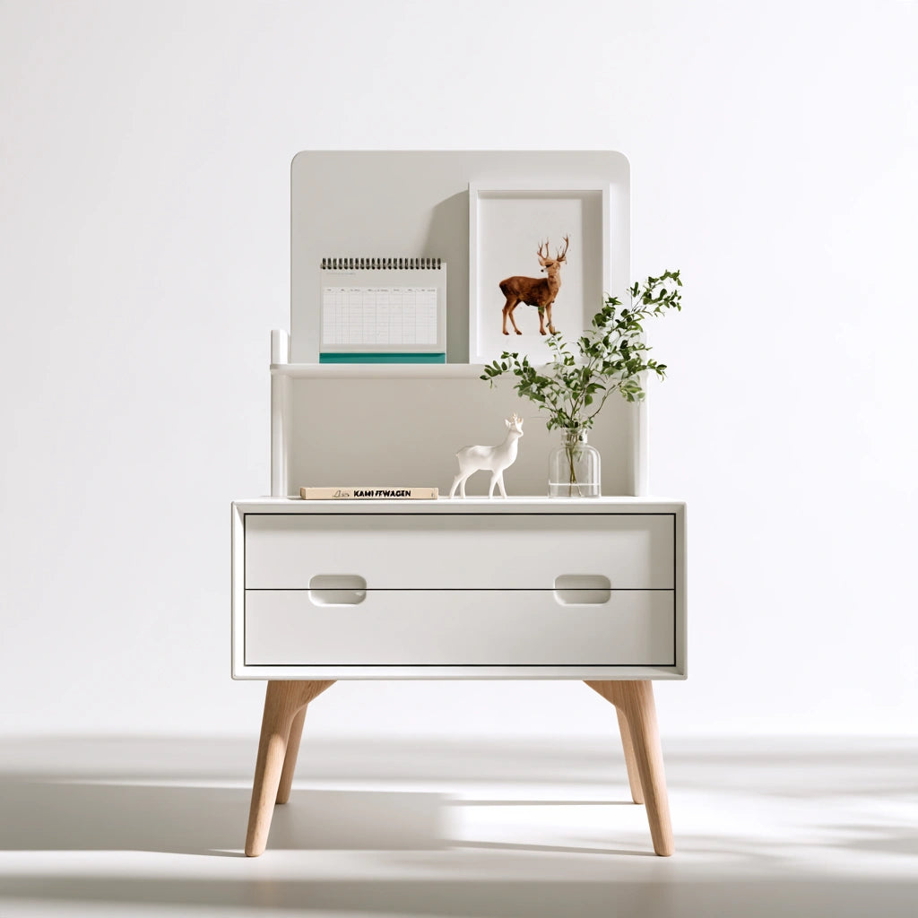 Table de chevet en bois, coloris blanc