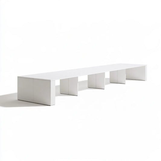 Table de conférence modulable aux lignes épurées, coloris blanc