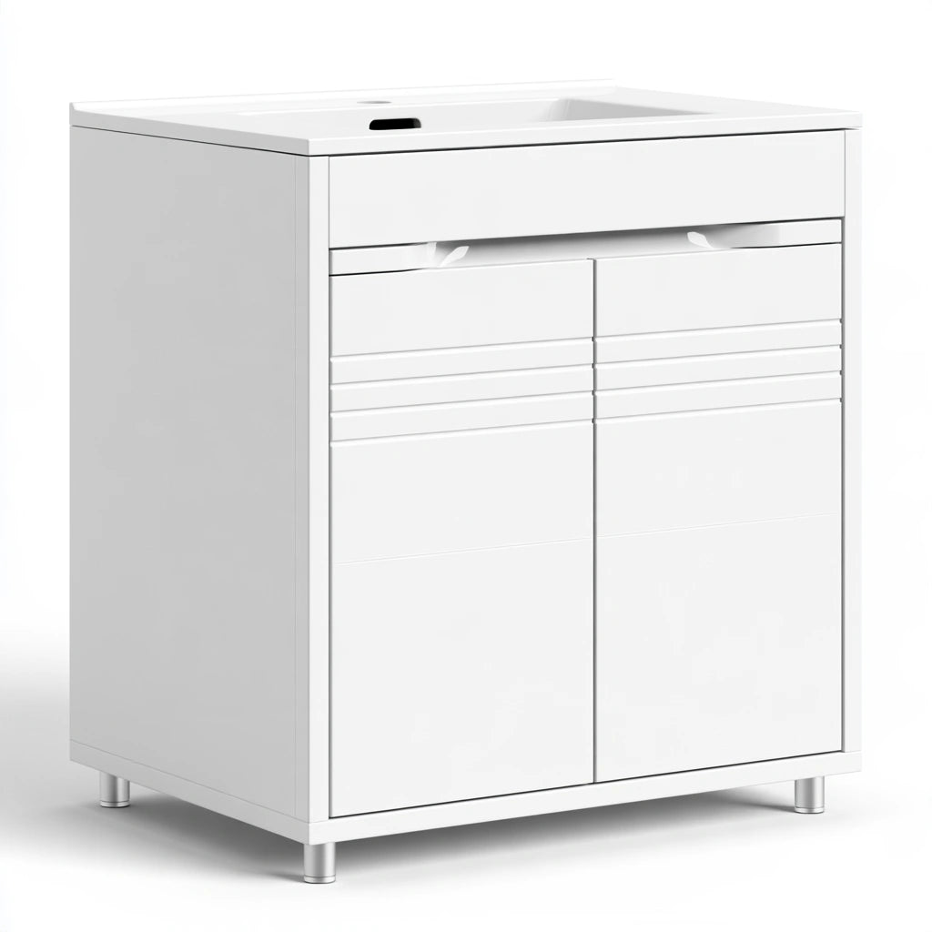 Meuble de rangement aux lignes épurées, coloris blanc