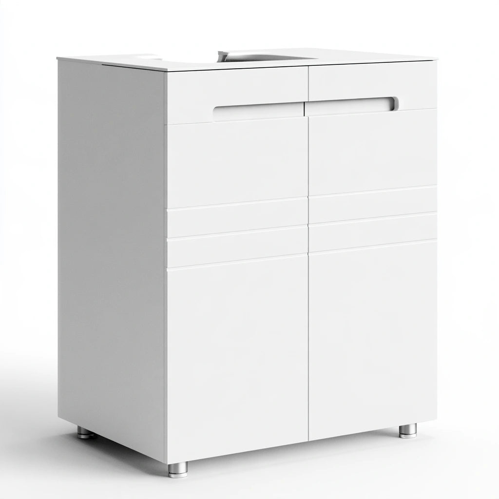 Meuble de rangement aux lignes épurées, coloris blanc