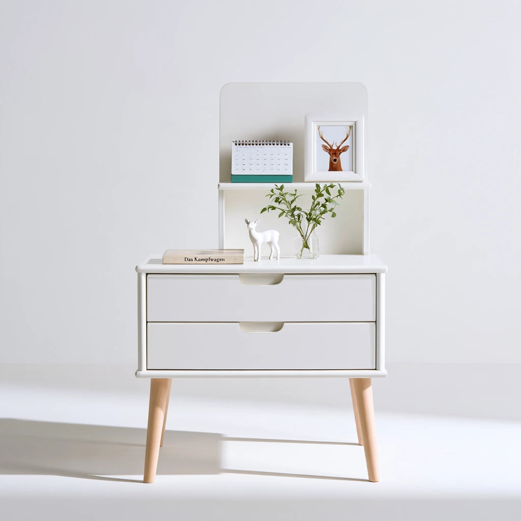 Table de chevet en bois, coloris blanc
