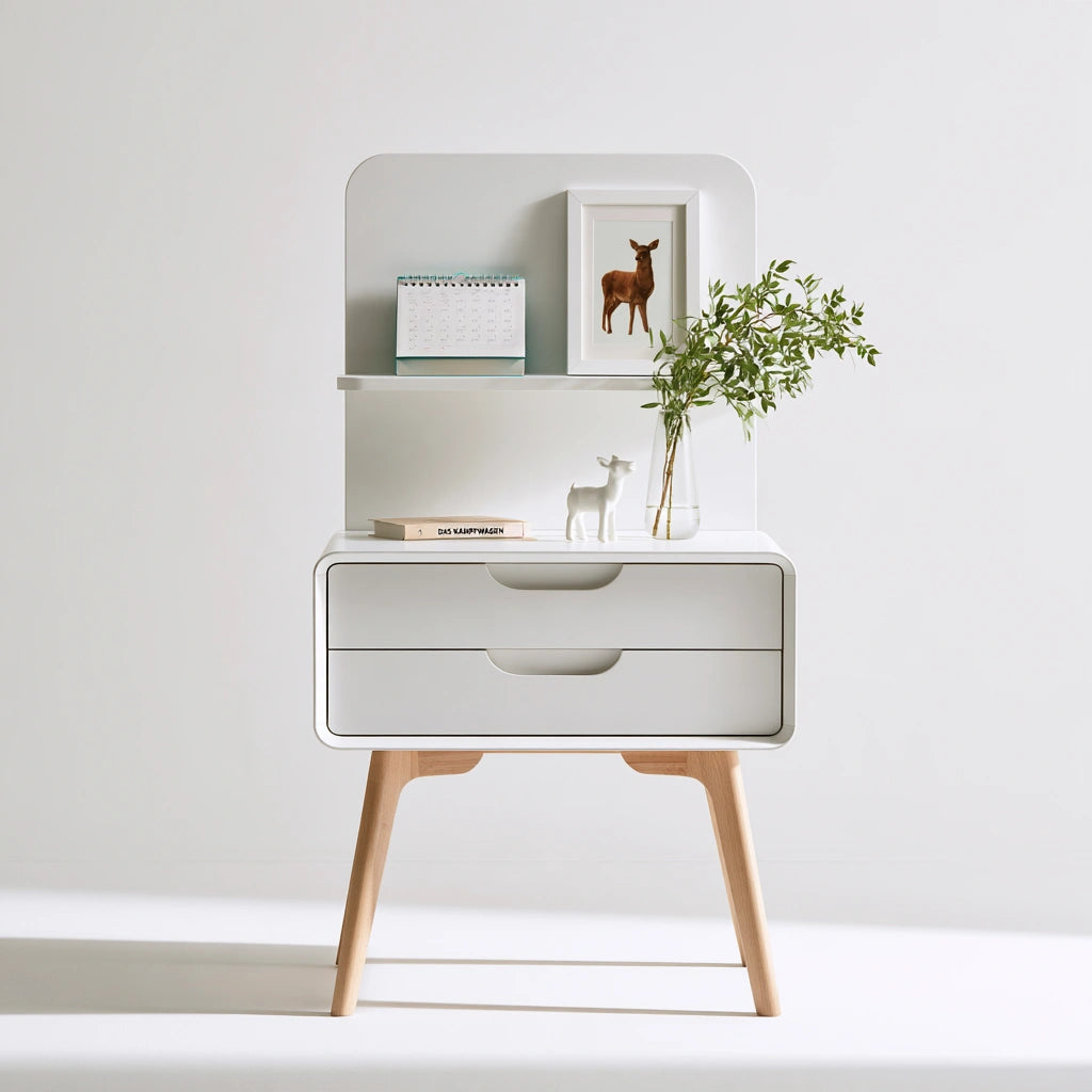 Table de chevet en bois, coloris blanc