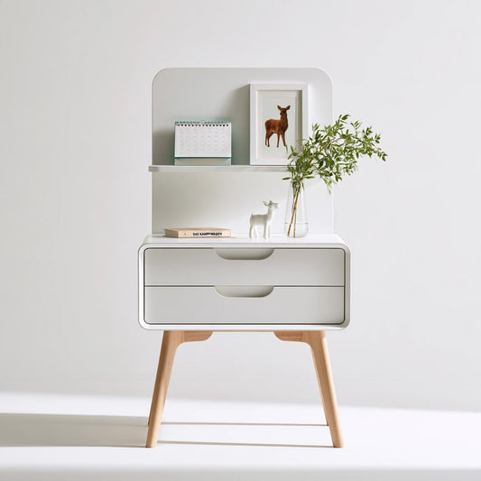 Table de chevet en bois, coloris blanc